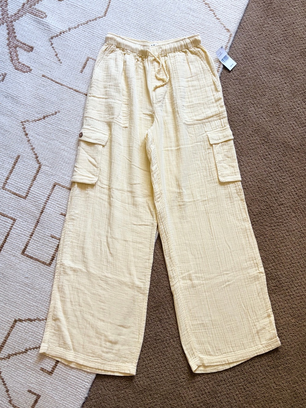 Roxy NWT Women's Cotton Precious Cargo Beach Pants Golden Haze Small S